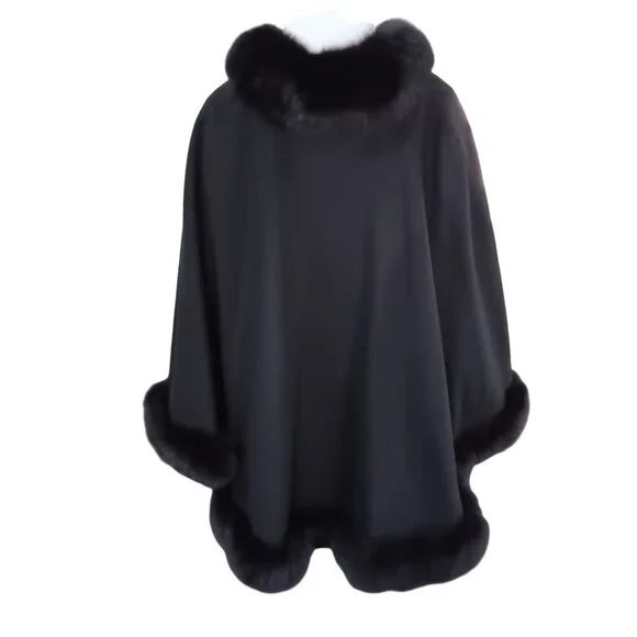 Sofia Cashmere Lined Cape/Coat with Finland Fox Fur NWT - Picture 2 of 8